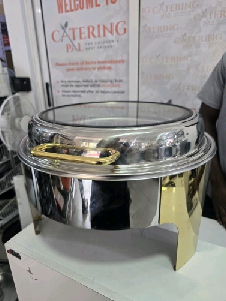 Silver and gold round dish