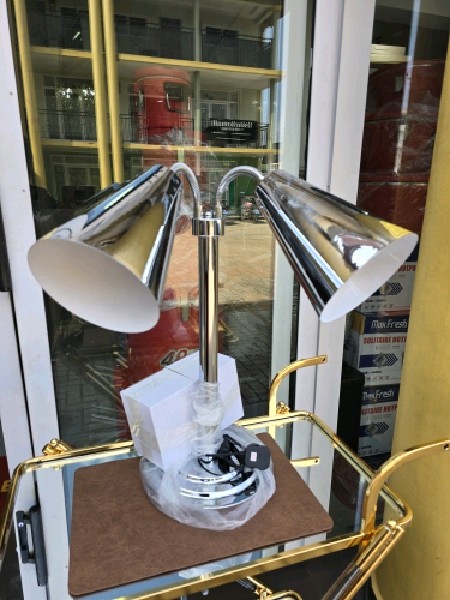 Two Head Silver Lamp