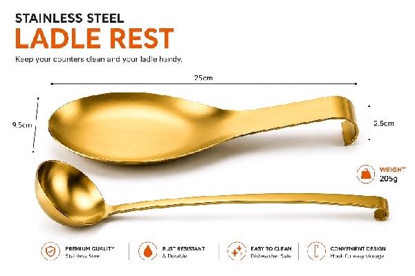 Flat Ladle Rest Gold