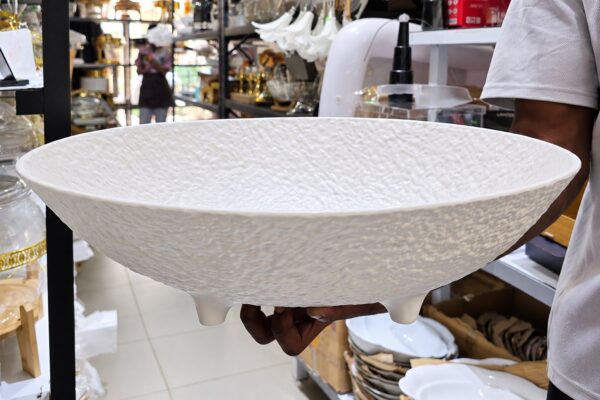 White salad bowl with stand