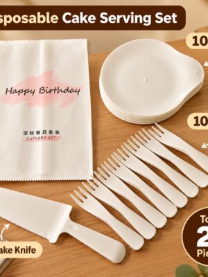 Cake knife with fork and plates