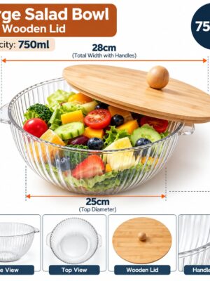salad bowl with wooden lid