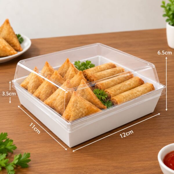 Square snack dispo with lid (50ps)