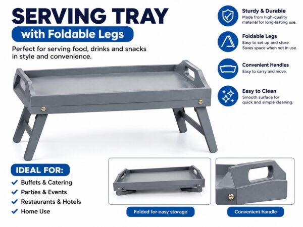 Grey serving tray with stand