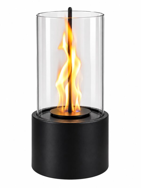 Round black ethanol flame