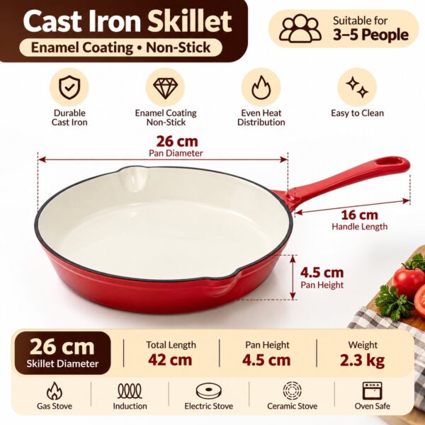 Castiron red frying pan