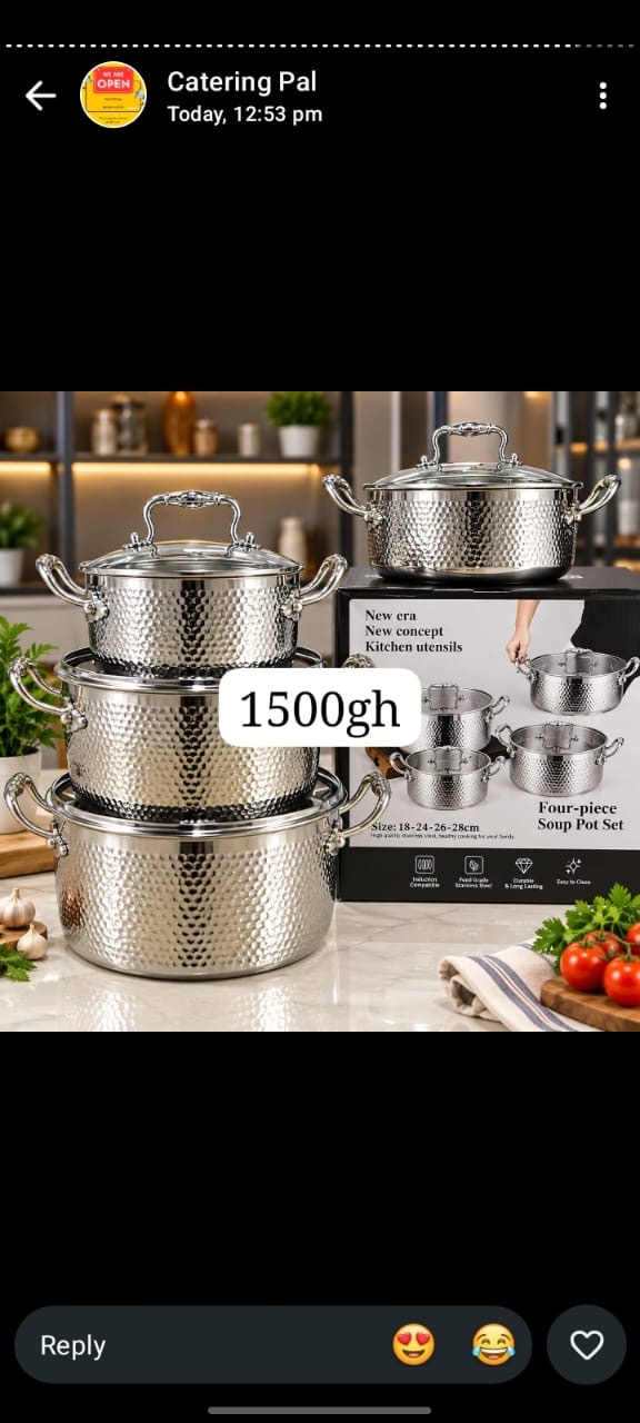 4 set pot hammered